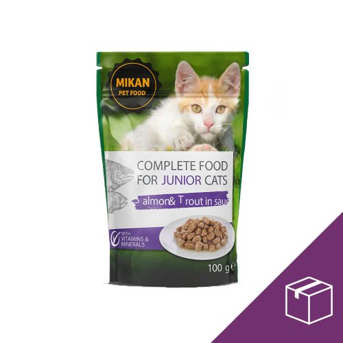 Mikan Cat Pouch Junior (Lazac & Pisztráng) - 24 x 100 g (Dobozos)