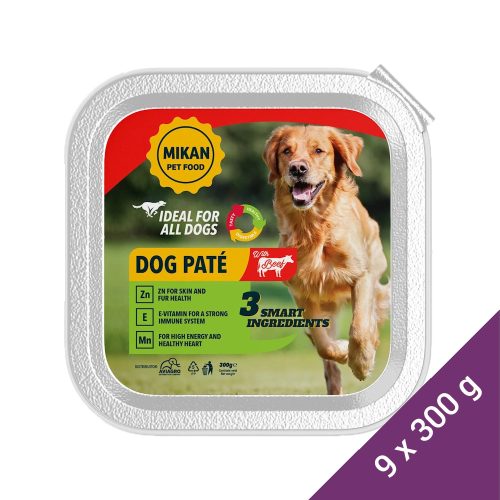 Mikan Pate Alutálcás Kutyaeledel (Marha) - 9x300 g (Dobozos)