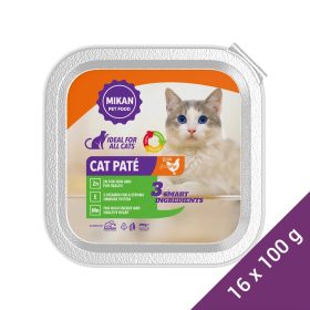   Mikan Pate Alutálcás Macskaeledel (Baromfi) - 16x100 g (Dobozos)