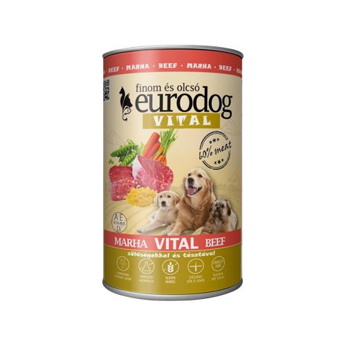 Euro Dog Vital Konzerv Kutyáknak (Marha) - 1240 g