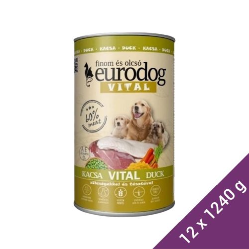 Euro Dog Vital Konzerv Kutyáknak (Kacsa) - 12x1240 g (Dobozos)