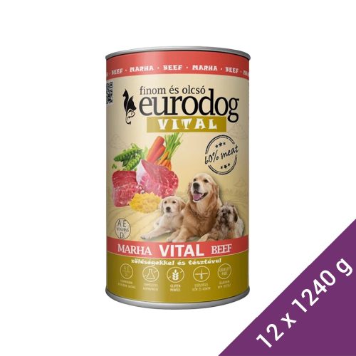 Euro Dog Vital Konzerv Kutyáknak (Marha) - 12x1240 g (Dobozos)