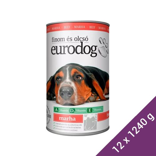 Euro Dog Konzerv Kutyáknak (Marha) - 12x1240 g (Dobozos)