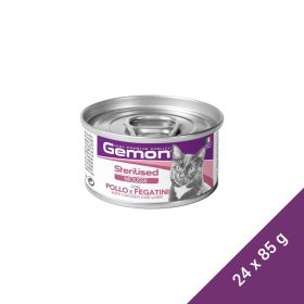   Gemon Mousse Sterilised Macskaeledel (Csirke és Máj) - 24x85 g (Dobozos)