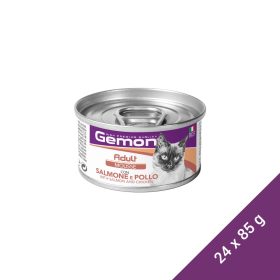   Gemon Mousse Adult Macskaeledel (Lazac és Csirke) - 24x85 g (Dobozos)