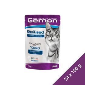  Gemon Chunkies Sterilised Alutasakos Macskaeledel (Tonhal) - 24x100 g (Dobozos)
