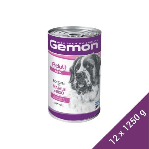 Gemon Maxi Adult Konzerv Kutyáknak (Sertés és Rizs) - 12x1250 g (Dobozos)