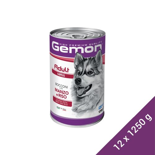 Gemon Maxi Adult Konzerv Kutyáknak (Marha és Rizs) - 12x1250 g (Dobozos)