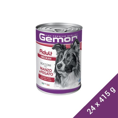 Gemon Medium Adult Konzerv Kutyáknak (Marha és Máj) - 24x415 g (Dobozos)