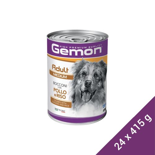 Gemon Medium Adult Konzerv Kutyáknak (Csirke és Rizs) - 24x415 g (Dobozos)