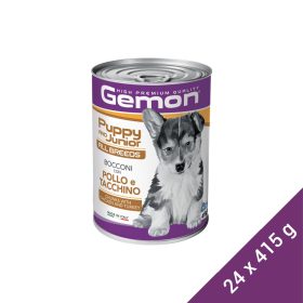   Gemon Puppy & Junior Konzerv Kutyáknak (Csirke és Pulyka) - 24x415 g (Dobozos)
