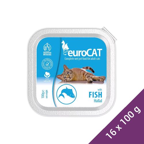 Euro Cat Alutálcás Macskaeledel (Hal) - 16x100 g (Dobozos)