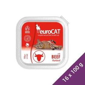   Euro Cat Alutálcás Macskaeledel (Marha) - 16x100 g (Dobozos)