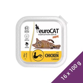   Euro Cat Paté Alutálcás Macskaeledel (Csirke) - 16x100 g (Dobozos)