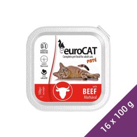   Euro Cat Paté Alutálcás Macskaeledel (Marha) - 16x100 g (Dobozos)