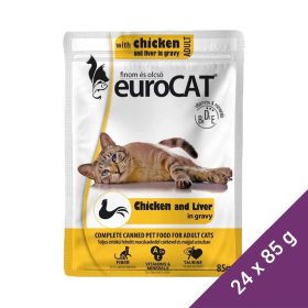   Euro Cat Pouch Alutasakos Macskaeledel (Csirke és Máj) - 24x85 g (Dobozos)