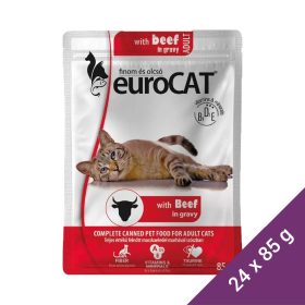   Euro Cat Pouch Alutasakos Macskaeledel (Marha) - 24x85 g (Dobozos)