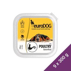   Euro Dog Alutálcás Kutyaeledel (Baromfi) - 9x300 g (Dobozos)